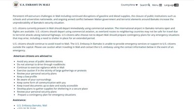 الولايات المتحدة وبريطانيا تجليان موظفيهما غير الأساسيين من مالي